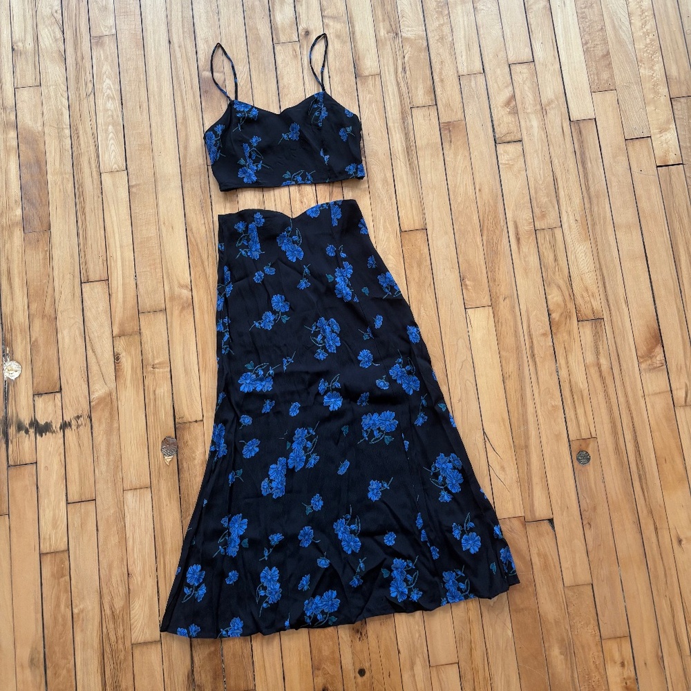 Reformation floral set (cropped tank and maxi skirt)